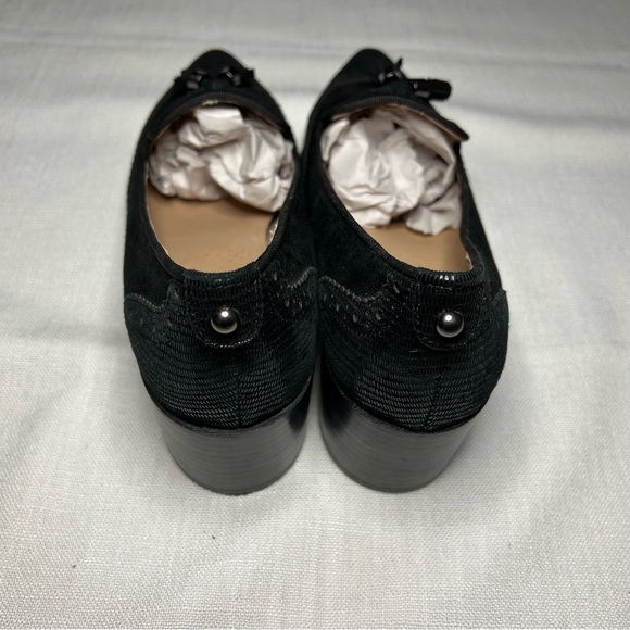 MODA Block Heel Loafers with Tassles in Black Suede Leather - Picture 3 of 5